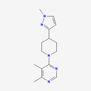 molecular formula C15H21N5 B2382313 4,5-dimethyl-6-(4-(1-methyl-1H-pyrazol-3-yl)piperidin-1-yl)pyrimidine CAS No. 2034605-42-8