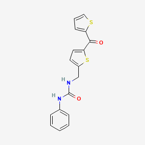 molecular formula C17H14N2O2S2 B2382322 1-Phenyl-3-((5-(thiophene-2-carbonyl)thiophen-2-yl)methyl)urea CAS No. 1421528-82-6