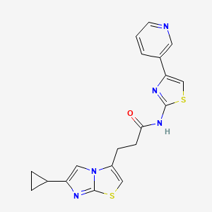 molecular formula C19H17N5OS2 B2382326 3-(6-cyclopropylimidazo[2,1-b]thiazol-3-yl)-N-(4-(pyridin-3-yl)thiazol-2-yl)propanamide CAS No. 1334375-84-6