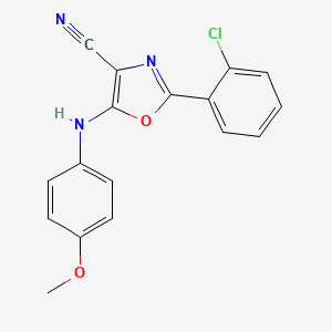 molecular formula C17H12ClN3O2 B2382334 2-(2-Chlorophenyl)-5-((4-methoxyphenyl)amino)oxazole-4-carbonitrile CAS No. 613651-61-9