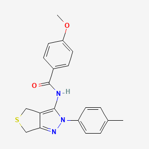 molecular formula C20H19N3O2S B2382336 4-methoxy-N-(2-(p-tolyl)-4,6-dihydro-2H-thieno[3,4-c]pyrazol-3-yl)benzamide CAS No. 361172-05-6