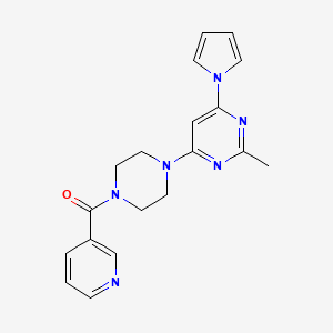 (4-(2-methyl-6-(1H-pyrrol-1-yl)pyrimidin-4-yl)piperazin-1-yl)(pyridin-3-yl)methanone