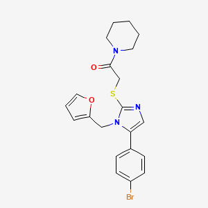 molecular formula C21H22BrN3O2S B2382339 2-((5-(4-bromophenyl)-1-(furan-2-ylmethyl)-1H-imidazol-2-yl)thio)-1-(piperidin-1-yl)ethanone CAS No. 1206989-29-8