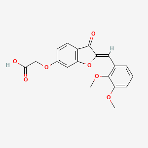 molecular formula C19H16O7 B2382341 （Z）-2-（（2-（2,3-二甲氧基亚苄基）-3-氧代-2,3-二氢苯并呋喃-6-基）氧基）乙酸 CAS No. 859662-22-9