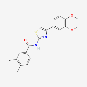 molecular formula C20H18N2O3S B2382349 N-[4-(2,3-二氢-1,4-苯并二氧杂环-6-基)-1,3-噻唑-2-基]-3,4-二甲基苯甲酰胺 CAS No. 888410-20-6