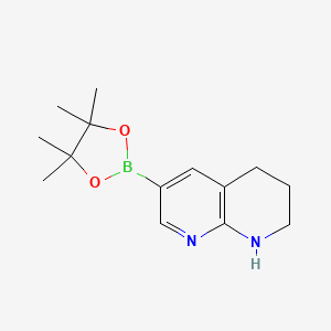 molecular formula C14H21BN2O2 B2382363 6-(4,4,5,5-Tetramethyl-1,3,2-dioxaborolan-2-yl)-1,2,3,4-tetrahydro-1,8-naphthyridine CAS No. 1701460-54-9