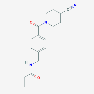 molecular formula C17H19N3O2 B2382367 N-[[4-(4-Cyanopiperidine-1-carbonyl)phenyl]methyl]prop-2-enamide CAS No. 2361839-78-1