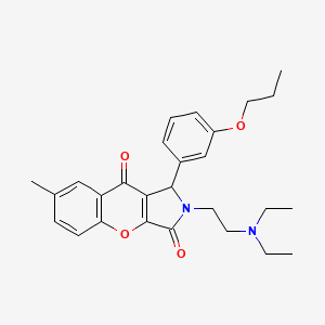 molecular formula C27H32N2O4 B2382370 2-(2-(Diethylamino)ethyl)-7-methyl-1-(3-propoxyphenyl)-1,2-dihydrochromeno[2,3-c]pyrrole-3,9-dione CAS No. 631886-72-1
