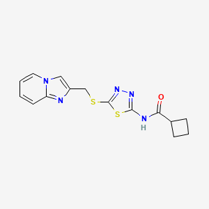 molecular formula C15H15N5OS2 B2382371 N-(5-((咪唑并[1,2-a]吡啶-2-基甲基)硫代)-1,3,4-噻二唑-2-基)环丁烷甲酰胺 CAS No. 1219911-69-9