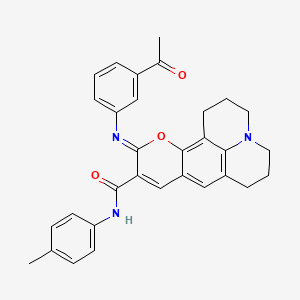 (11Z)-11-[(3-acetylphenyl)imino]-N-(4-methylphenyl)-2,3,6,7-tetrahydro-1H,5H,11H-pyrano[2,3-f]pyrido[3,2,1-ij]quinoline-10-carboxamide