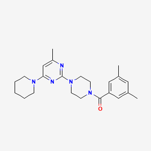 molecular formula C23H31N5O B2382381 2-[4-(3,5-Dimethylbenzoyl)piperazin-1-yl]-4-methyl-6-piperidin-1-ylpyrimidine CAS No. 923175-12-6