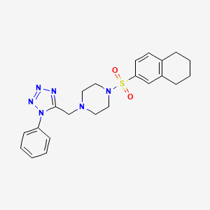 molecular formula C22H26N6O2S B2382382 1-((1-phenyl-1H-tetrazol-5-yl)methyl)-4-((5,6,7,8-tetrahydronaphthalen-2-yl)sulfonyl)piperazine CAS No. 920625-10-1