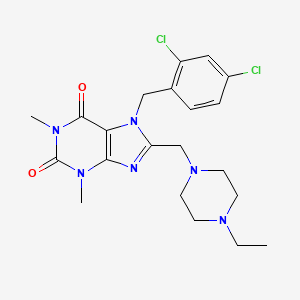 molecular formula C21H26Cl2N6O2 B2382396 7-(2,4-dichlorobenzyl)-8-((4-ethylpiperazin-1-yl)methyl)-1,3-dimethyl-1H-purine-2,6(3H,7H)-dione CAS No. 851940-28-8