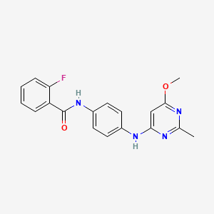molecular formula C19H17FN4O2 B2382408 2-fluoro-N-(4-((6-methoxy-2-methylpyrimidin-4-yl)amino)phenyl)benzamide CAS No. 946302-68-7