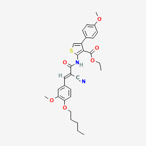 molecular formula C30H32N2O6S B2382433 ethyl 2-[[(E)-2-cyano-3-(3-methoxy-4-pentoxyphenyl)prop-2-enoyl]amino]-4-(4-methoxyphenyl)thiophene-3-carboxylate CAS No. 380457-81-8