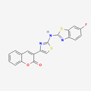molecular formula C19H10FN3O2S2 B2382434 3-[2-[(6-Fluoro-1,3-benzothiazol-2-yl)amino]-1,3-thiazol-4-yl]chromen-2-one CAS No. 862976-14-5