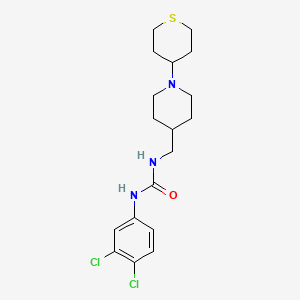 molecular formula C18H25Cl2N3OS B2382438 1-(3,4-dichlorophenyl)-3-((1-(tetrahydro-2H-thiopyran-4-yl)piperidin-4-yl)methyl)urea CAS No. 2034384-05-7