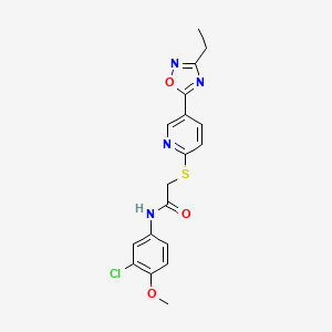 molecular formula C18H17ClN4O3S B2382440 N-(3-chloro-4-methoxyphenyl)-2-((5-(3-ethyl-1,2,4-oxadiazol-5-yl)pyridin-2-yl)thio)acetamide CAS No. 1251607-37-0