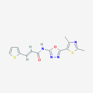 molecular formula C14H12N4O2S2 B2382441 (E)-N-(5-(2,4-dimethylthiazol-5-yl)-1,3,4-oxadiazol-2-yl)-3-(thiophen-2-yl)acrylamide CAS No. 1251711-42-8