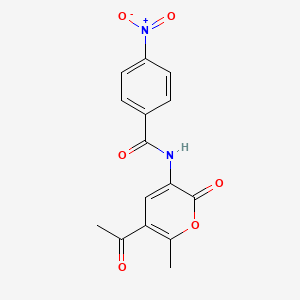 N-(5-acetyl-6-methyl-2-oxo-2H-pyran-3-yl)-4-nitrobenzenecarboxamide