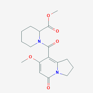 molecular formula C17H22N2O5 B2382447 Methyl 1-(7-methoxy-5-oxo-1,2,3,5-tetrahydroindolizine-8-carbonyl)piperidine-2-carboxylate CAS No. 2034202-11-2