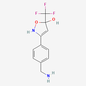 molecular formula C11H11F3N2O2 B2382469 3-[4-(氨甲基)苯基]-5-(三氟甲基)-2H-1,2-恶唑-5-醇 CAS No. 2418715-19-0