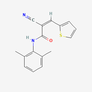 molecular formula C16H14N2OS B2382472 (Z)-2-Cyano-N-(2,6-dimethylphenyl)-3-thiophen-2-ylprop-2-enamide CAS No. 380550-73-2