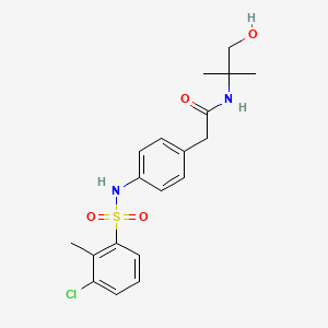 molecular formula C19H23ClN2O4S B2382477 2-(4-(3-chloro-2-methylphenylsulfonamido)phenyl)-N-(1-hydroxy-2-methylpropan-2-yl)acetamide CAS No. 1235039-50-5