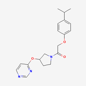 molecular formula C19H23N3O3 B2382483 2-(4-Isopropylphenoxy)-1-(3-(pyrimidin-4-yloxy)pyrrolidin-1-yl)ethanone CAS No. 2034501-83-0