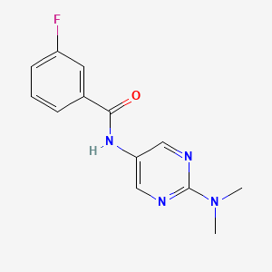 molecular formula C13H13FN4O B2382488 N-(2-(dimethylamino)pyrimidin-5-yl)-3-fluorobenzamide CAS No. 1396877-70-5