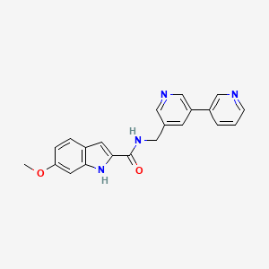 molecular formula C21H18N4O2 B2382493 N-([3,3'-联吡啶]-5-基甲基)-6-甲氧基-1H-吲哚-2-甲酰胺 CAS No. 2191267-41-9