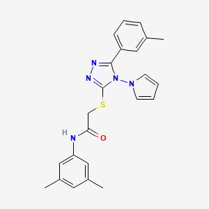molecular formula C23H23N5OS B2382494 N-(3,5-dimethylphenyl)-2-[[5-(3-methylphenyl)-4-pyrrol-1-yl-1,2,4-triazol-3-yl]sulfanyl]acetamide CAS No. 898371-87-4