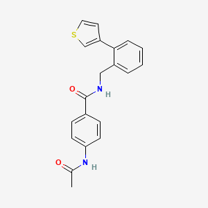 molecular formula C20H18N2O2S B2382503 4-acetamido-N-(2-(thiophen-3-yl)benzyl)benzamide CAS No. 1797871-49-8