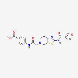 molecular formula C21H20N4O5S B2382513 4-(2-(2-(呋喃-3-甲酰胺)-6,7-二氢噻唑并[5,4-c]吡啶-5(4H)-基)乙酰氨基)苯甲酸甲酯 CAS No. 1428355-41-2