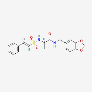 molecular formula C19H20N2O5S B2382530 N-(1,3-Benzodioxol-5-ylmethyl)-2-[[(E)-2-phenylethenyl]sulfonylamino]propanamide CAS No. 1009056-84-1
