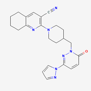 molecular formula C23H25N7O B2382534 2-(4-{[6-oxo-3-(1H-pyrazol-1-yl)-1,6-dihydropyridazin-1-yl]methyl}piperidin-1-yl)-5,6,7,8-tetrahydroquinoline-3-carbonitrile CAS No. 2097928-99-7