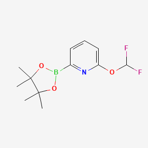 molecular formula C12H16BF2NO3 B2382540 2-(Difluoromethoxy)-6-(4,4,5,5-tetramethyl-1,3,2-dioxaborolan-2-yl)pyridine CAS No. 1447761-72-9