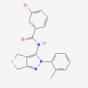 molecular formula C19H16BrN3OS B2382553 3-bromo-N-(2-(o-tolyl)-4,6-dihydro-2H-thieno[3,4-c]pyrazol-3-yl)benzamide CAS No. 396720-15-3