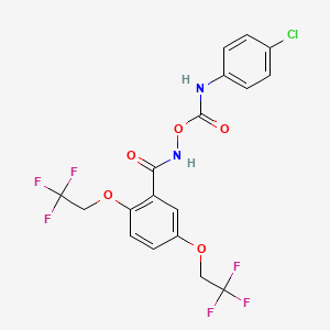 molecular formula C18H13ClF6N2O5 B2382563 [[2,5-bis(2,2,2-trifluoroethoxy)benzoyl]amino] N-(4-chlorophenyl)carbamate CAS No. 861208-34-6