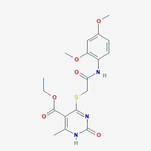 molecular formula C18H21N3O6S B2382564 ethyl 4-[2-(2,4-dimethoxyanilino)-2-oxoethyl]sulfanyl-6-methyl-2-oxo-1H-pyrimidine-5-carboxylate CAS No. 899957-18-7