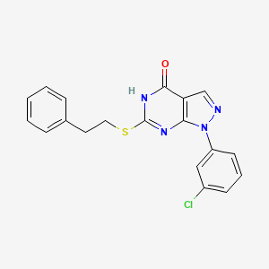 molecular formula C19H15ClN4OS B2382567 1-(3-chlorophenyl)-6-(phenethylthio)-1H-pyrazolo[3,4-d]pyrimidin-4-ol CAS No. 922105-73-5