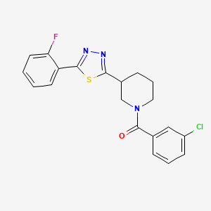 molecular formula C20H17ClFN3OS B2382575 (3-氯苯基)(3-(5-(2-氟苯基)-1,3,4-噻二唑-2-基)哌啶-1-基)甲酮 CAS No. 1171912-97-2