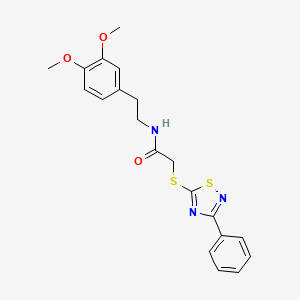 molecular formula C20H21N3O3S2 B2382576 N-[2-(3,4-dimethoxyphenyl)ethyl]-2-[(3-phenyl-1,2,4-thiadiazol-5-yl)sulfanyl]acetamide CAS No. 864916-85-8