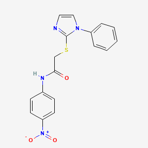 molecular formula C17H14N4O3S B2382586 N-(4-nitrophenyl)-2-((1-phenyl-1H-imidazol-2-yl)thio)acetamide CAS No. 688335-42-4