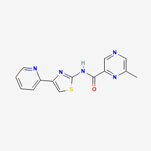 molecular formula C14H11N5OS B2382594 6-Methyl-N-(4-pyridin-2-yl-1,3-thiazol-2-yl)pyrazine-2-carboxamide CAS No. 2415631-57-9