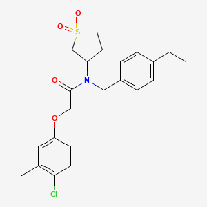 molecular formula C22H26ClNO4S B2382597 2-(4-chloro-3-methylphenoxy)-N-(1,1-dioxidotetrahydrothiophen-3-yl)-N-(4-ethylbenzyl)acetamide CAS No. 575459-10-8