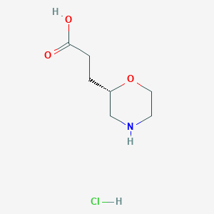 molecular formula C7H14ClNO3 B2382609 3-[(2S)-morpholin-2-yl]propanoic acid;hydrochloride CAS No. 1787250-02-5