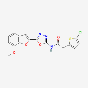 molecular formula C17H12ClN3O4S B2382611 2-(5-chlorothiophen-2-yl)-N-(5-(7-methoxybenzofuran-2-yl)-1,3,4-oxadiazol-2-yl)acetamide CAS No. 922073-76-5