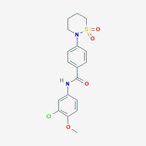 molecular formula C18H19ClN2O4S B2382612 N-(3-氯-4-甲氧基苯基)-4-(1,1-二氧噻嗪烷-2-基)苯甲酰胺 CAS No. 899756-72-0