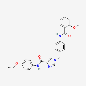 molecular formula C27H26N4O4 B2382618 N-(4-ethoxyphenyl)-1-(4-(2-methoxybenzamido)benzyl)-1H-imidazole-4-carboxamide CAS No. 1251571-83-1